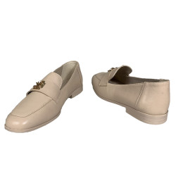 Mokasyny damskie skórzane beżowe z ozdobą CHEBELLO 4635