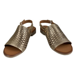 Sandały damskie złote T.Sokolski 226-803 buty skórzane niski obcas