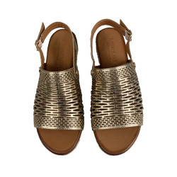 Sandały damskie złote T.Sokolski 226-803 buty skórzane niski obcas