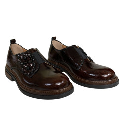 Mokasyny damskie czarno-brązowe ze skóry naturalnej KORDEL 2914 –  hand made