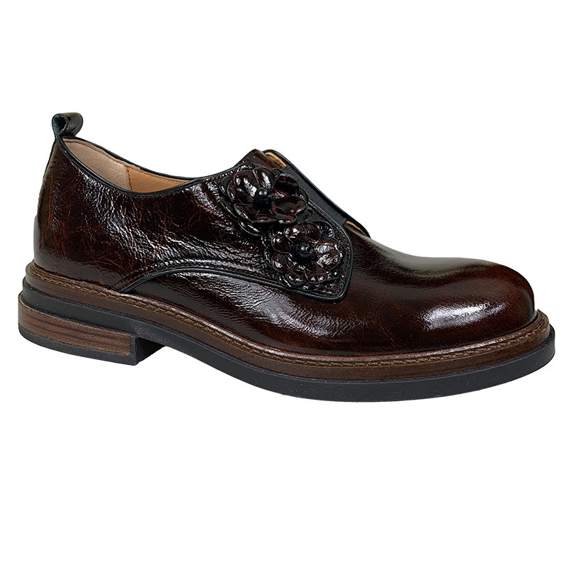 Mokasyny damskie czarno-brązowe ze skóry naturalnej KORDEL 2914 –  hand made