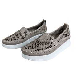 Półbuty damskie skórzane SOKOLSKI 0712 szare ażurowe