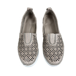 Półbuty damskie skórzane SOKOLSKI 0712 szare ażurowe