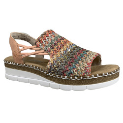 Sandały damskie lekkie na koturnie RIEKER V1241-90