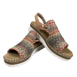 Sandały damskie lekkie na koturnie RIEKER V1241-90