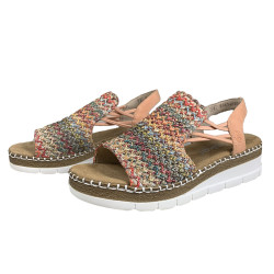 Sandały damskie lekkie na koturnie RIEKER V1241-90