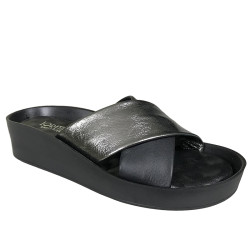 Klapki skórzane damskie na platformie Loretta Vitale 1103 czarne