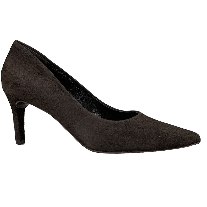 Czekoladowe czółenka zamszowe na szpilce 7,5 cm – eleganckie buty damskie