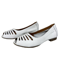 Skórzane ażurowe białe  baleriny  Białe Maciejka P7541