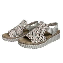 Sandały damskie lekkie na koturnie RIEKER 69276-60 beżowy