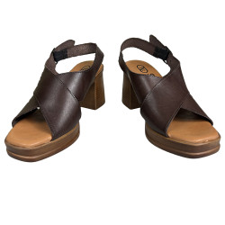 Sandały damskie na platformie HEE 26542 czekoladowe