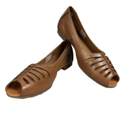 Skórzane ażurowe baleriny Maciejka P7541 rude