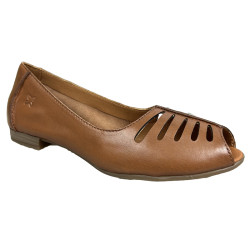 Skórzane ażurowe baleriny Maciejka P7541 rude