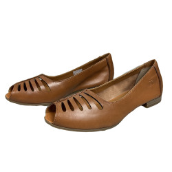 Skórzane ażurowe baleriny Maciejka P7541 rude