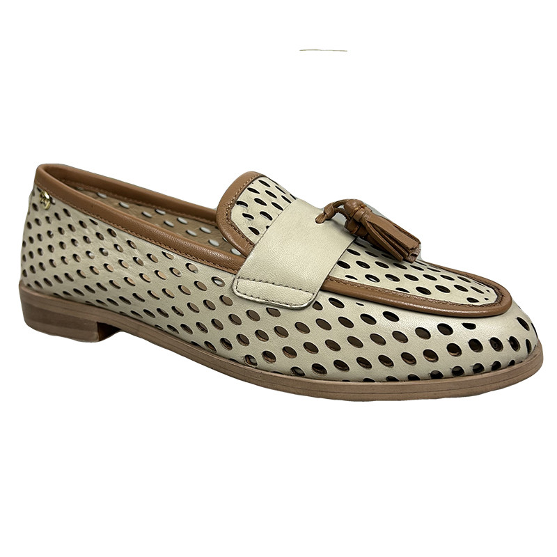 Półbuty skórzane damskie mokasyny Maciejka HJ760 beżowo brązowe