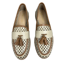 Półbuty skórzane damskie mokasyny Maciejka HJ760 beżowo brązowe