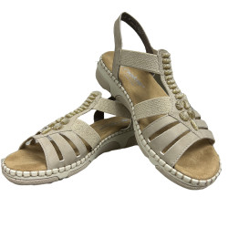 Sandały damskie Rieker 66201 szerokie H wygodne na gumkach lekkie beż