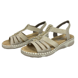 Sandały damskie Rieker 66201 szerokie H wygodne na gumkach lekkie beż
