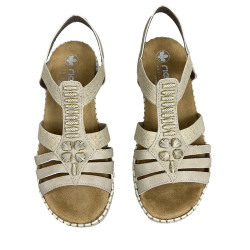 Sandały damskie Rieker 66201 szerokie H wygodne na gumkach lekkie beż