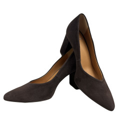 Czółenka damskie Kordel 2895 czekoladowe – skórzane buty na słupku eleganckie