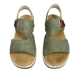 Sandały damskie Rieker 66280 zielone komfort  na rzep lato