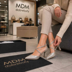 Eleganckie  czółenka z paskami KOTYL 3713 perłowy