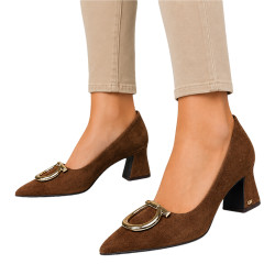 CHEBELLO 5200 – eleganckie czółenka damskie z naturalnej skóry welurowej 7 cm
